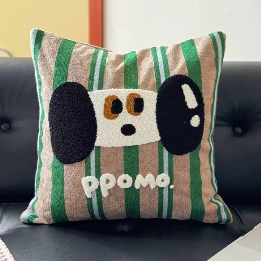 housse coussin brodée porc chien animaux motifs doux lit polyester coton respectueux environnement christmas