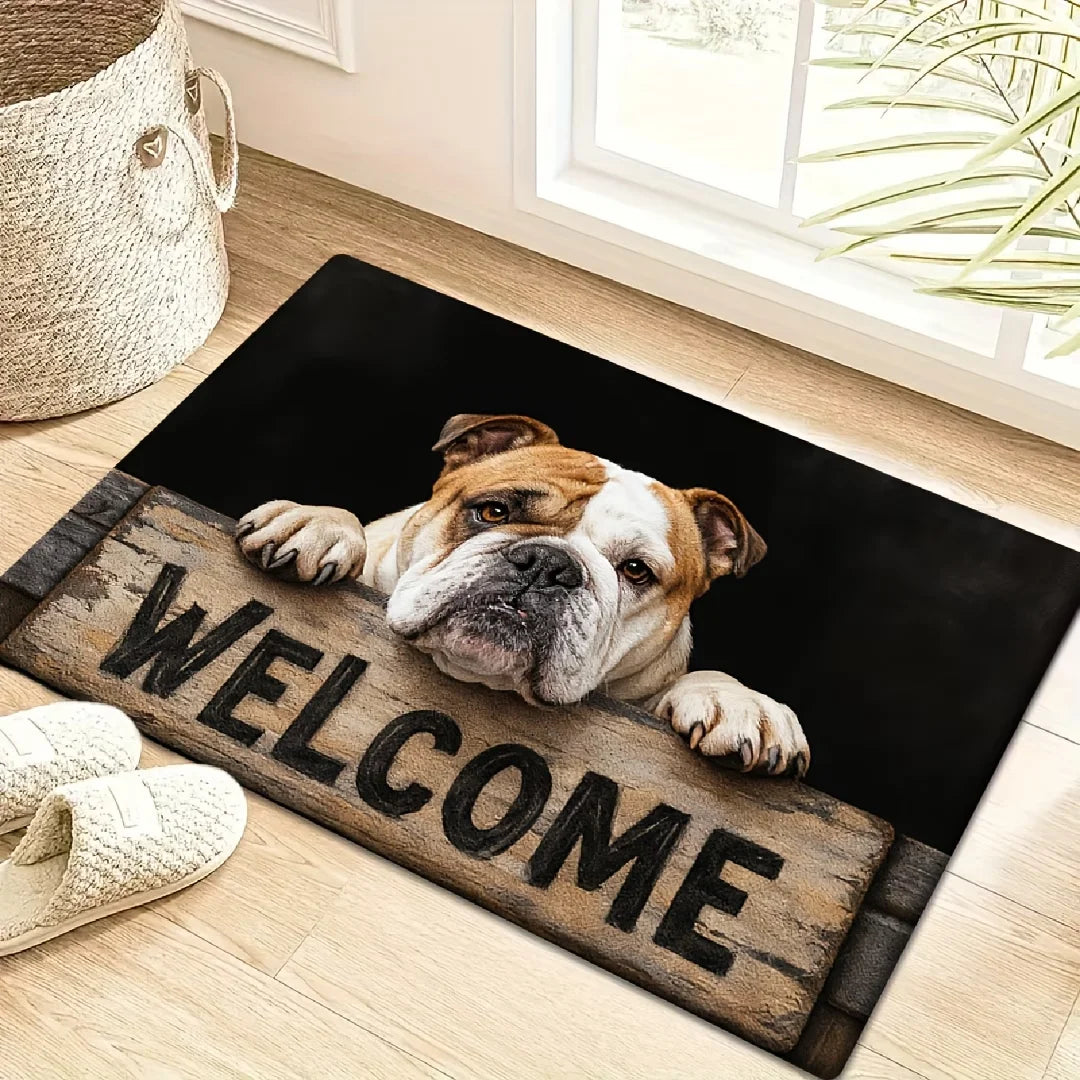 tapis moderne imprimé chien noir blanc antidérapant polyestère salon chambre cuisine