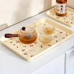 assiettes plates moderne motif cerises lettres cherry beige clair rangement bijoux parfum organisateur cuisine