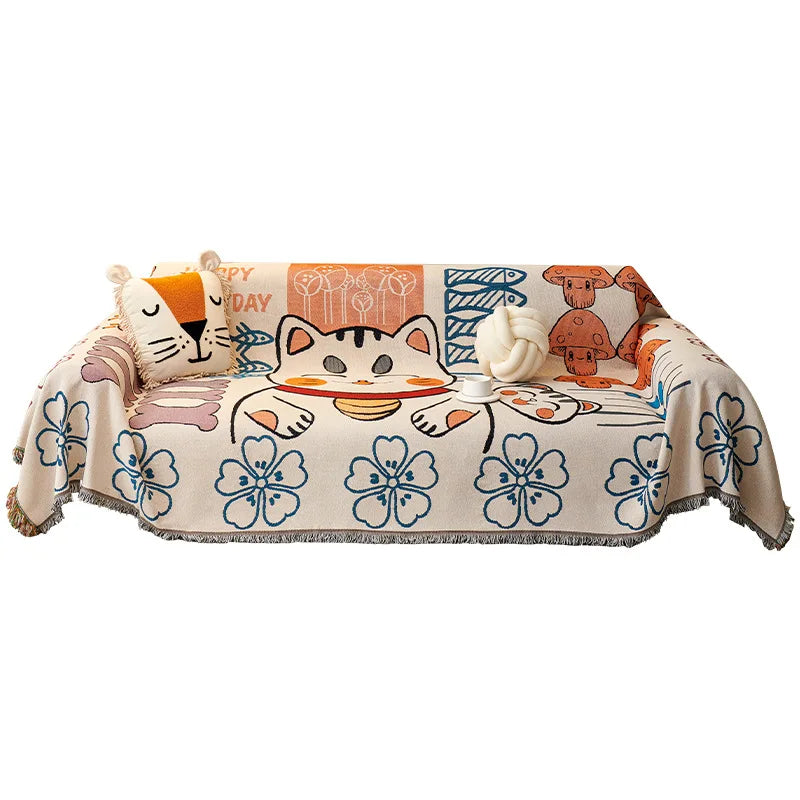 couverture tricotée chat mignon multicolore moderne bébé adulte extérieure automne hiver machine