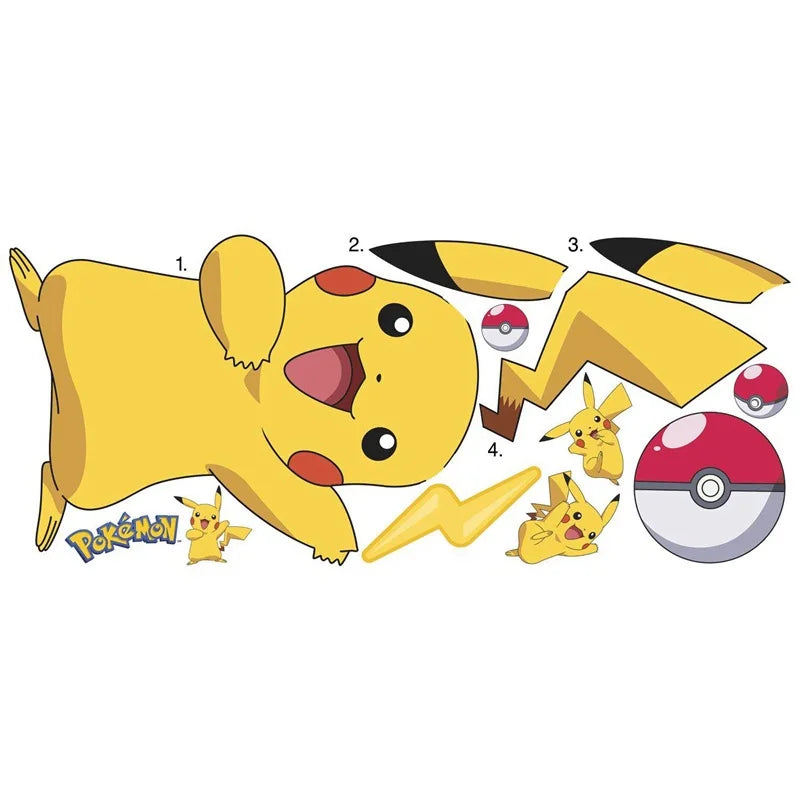 autocollants muraux pikachu anime chambre enfant décoration jardin stickers pvc bricolage opaque cartoon pokémon
