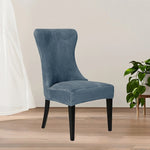 housses chaise velours bleu marine antidérapantes contemporaines sans couture assise dossier