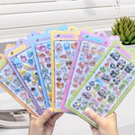 sticker 3d animaux mignons cartoon violet bleu rose vert clip