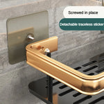 étagères salle bain moderne noires dorées mural sans perçage double niveau aluminium inoxydable