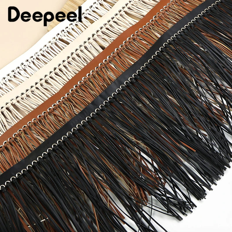 franges simili cuir noir boho chic métalliques décoration textile maisonFRINGEDECORATIVE