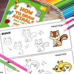livre coloriage enfants animaux illustrations crayons couleurs éducatif simple enfantin