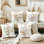 taies d'oreiller imprimées motif floral papillons moderne polyester blanc zip 40x40cm 45x45cm 50x50cm 60x60cm