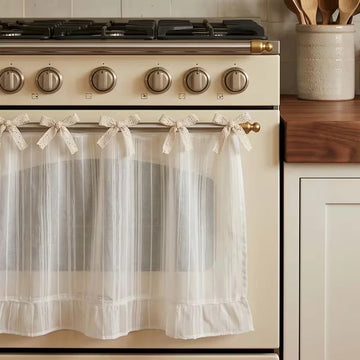 tablier four blanc rayures fines translucide classique ruban noué protection cuisine Polyester