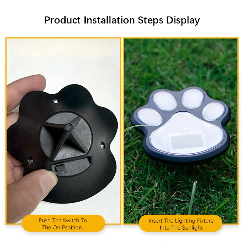 lampes solaires led patte animale exterieur decoration jardin noir blanc orangé