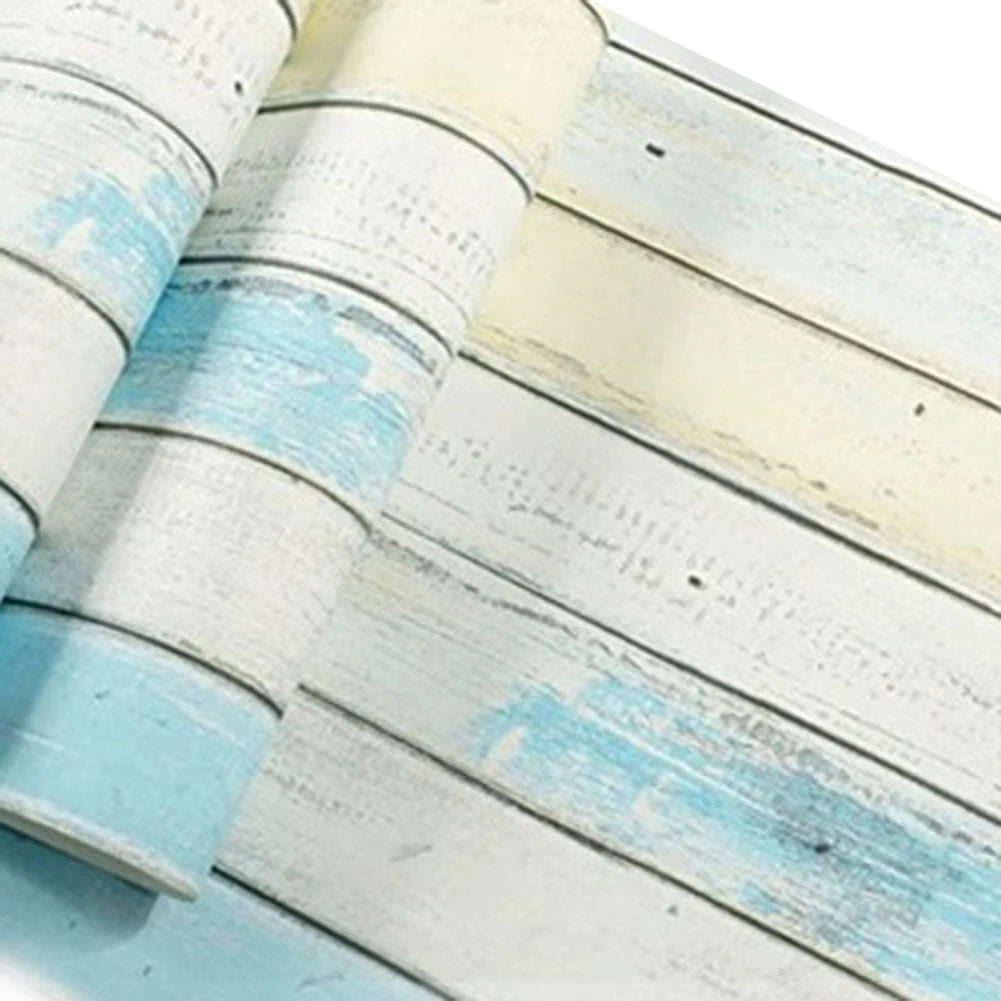 papier peint effet bois imitation planches rustique vintage scandinave bleu marron beige