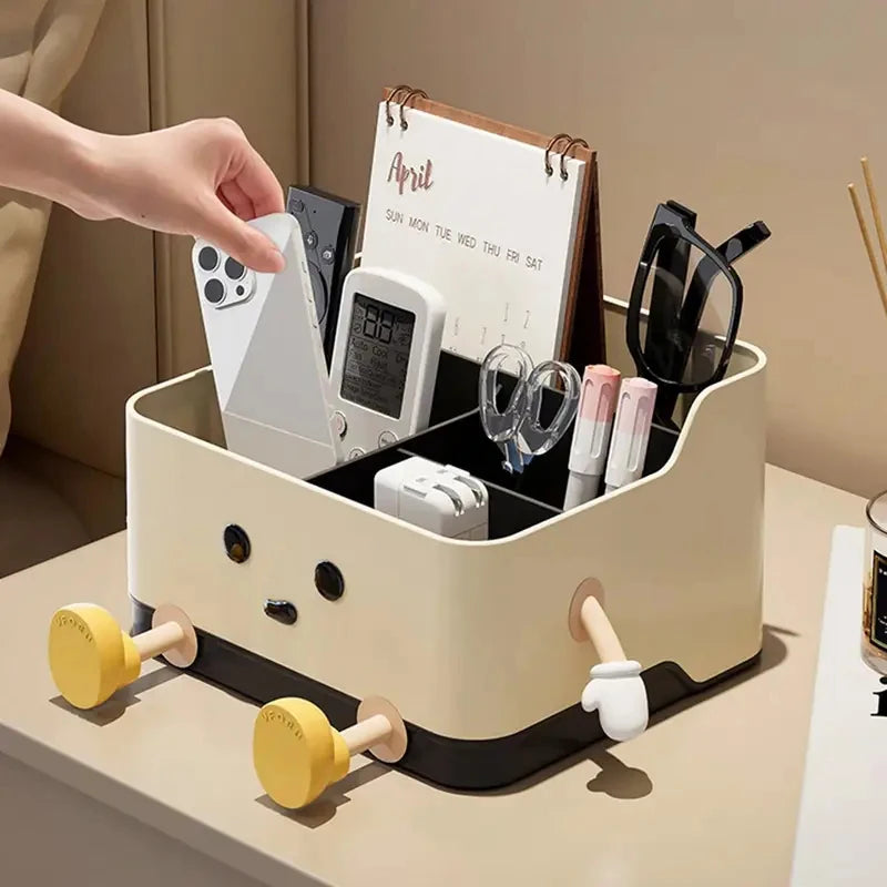 organisateur kawaii compartiments opaques calendrier stylos maquillage téléphone thermomètre ciseaux chargeur