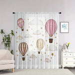 rideau transparent rose nuages étoiles dorées moderne enfant polyester fenêtre