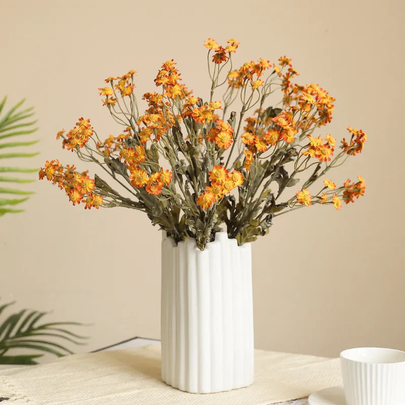 Bouquet artificiel fleurs orange rose vert intérieur décoration moderne 53cm