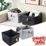 boîte rangement tissu veloutée gris clair foncée moderne pliable articles divers serviettes blanches broderie