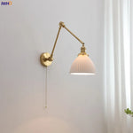 lampe murale moderne or blanc plissée cordon commande 29cm 16cm 24cm 14cm 30cm 17cm