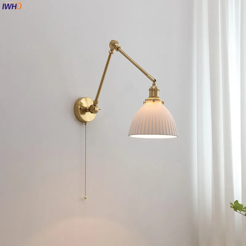lampe murale moderne or blanc plissée cordon commande 29cm 16cm 24cm 14cm 30cm 17cm