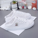baskets plates femmes toile délavée lacets chaussures décontractées confortables été bleu noir