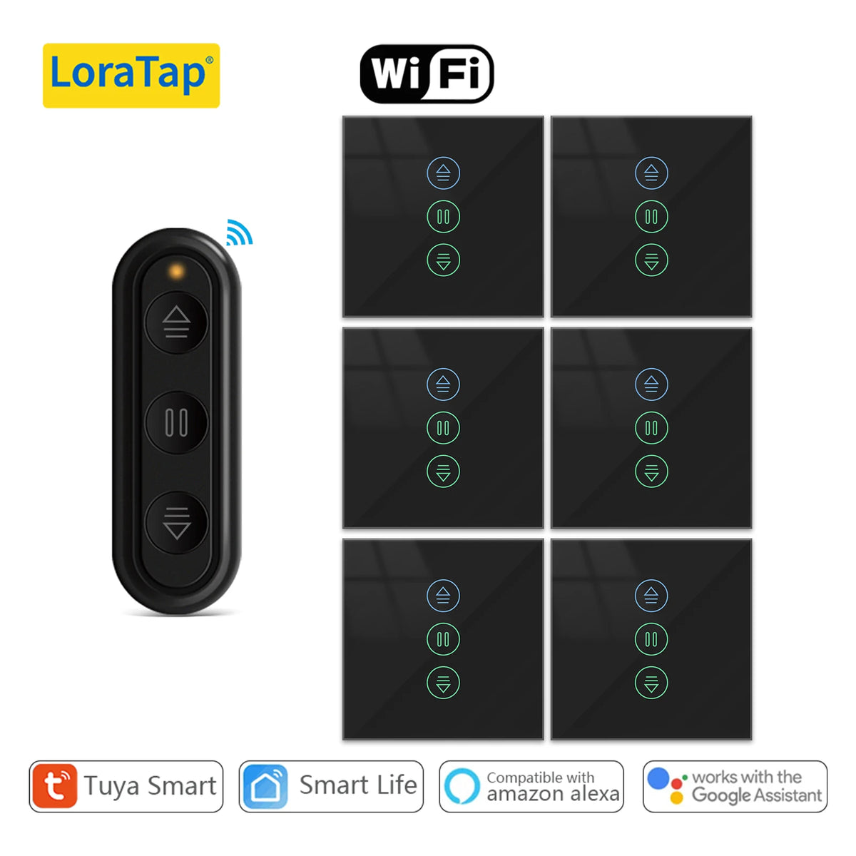rideaux intelligents commande tactile noir google alexa voix contrôle app smartphone