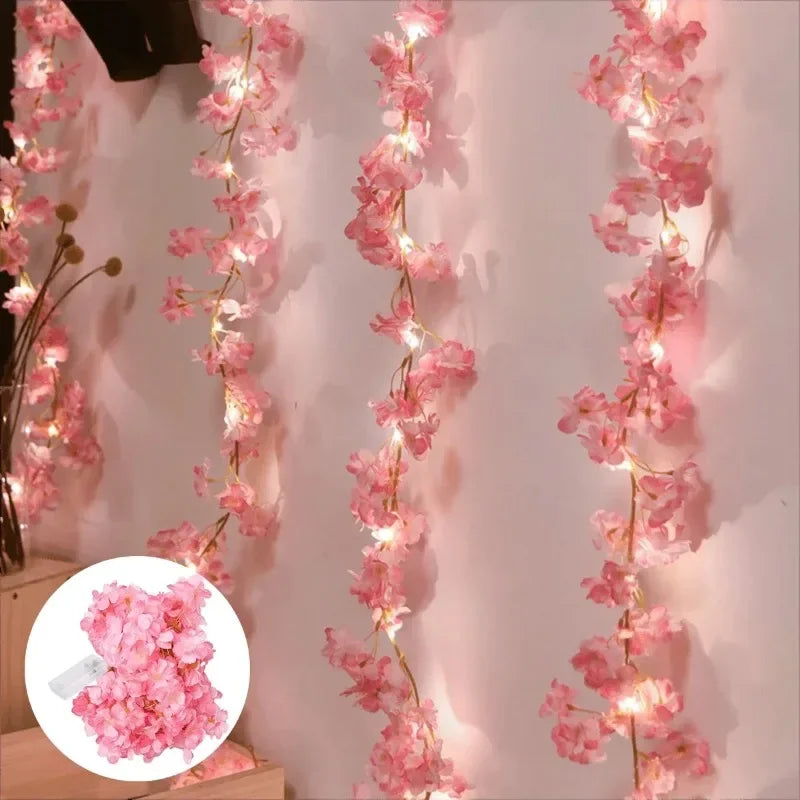 guirlande fleurs artificielles rose clips décoration chambre mariage 20led fluorescent