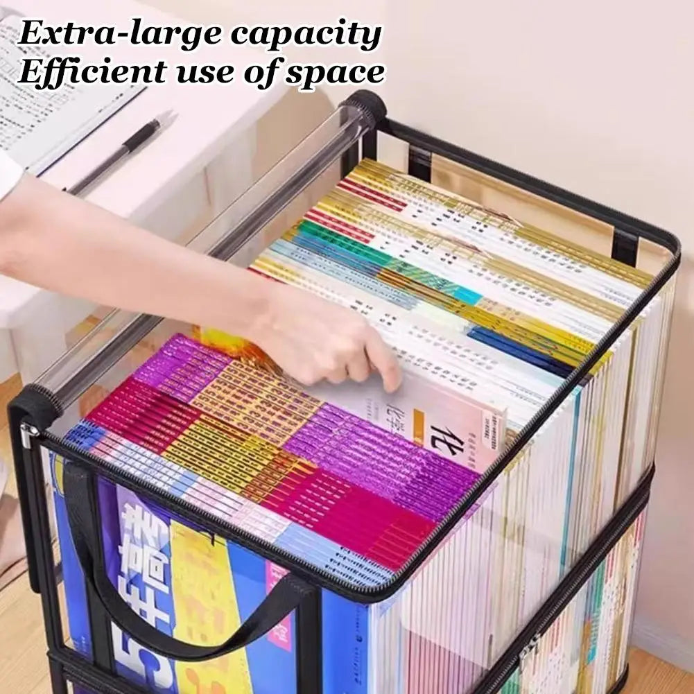 organisateur livres pliable transparent noir rangement documents école maison modulaire utilitaire moderne