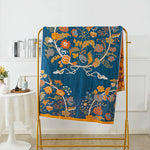 couverture bain coton fleur bleue jaune rapide absorbante machine ethnique traditionnelle