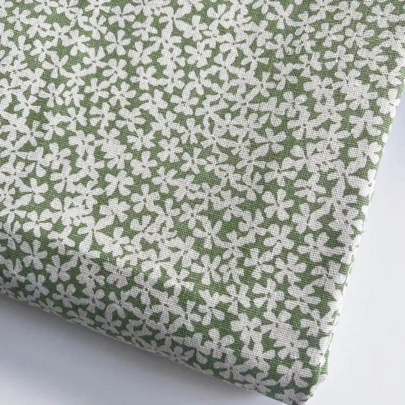 tissu coton lin motifs fleurs blancs classique bleu marine vert olive rouge bordeaux 150x50cm