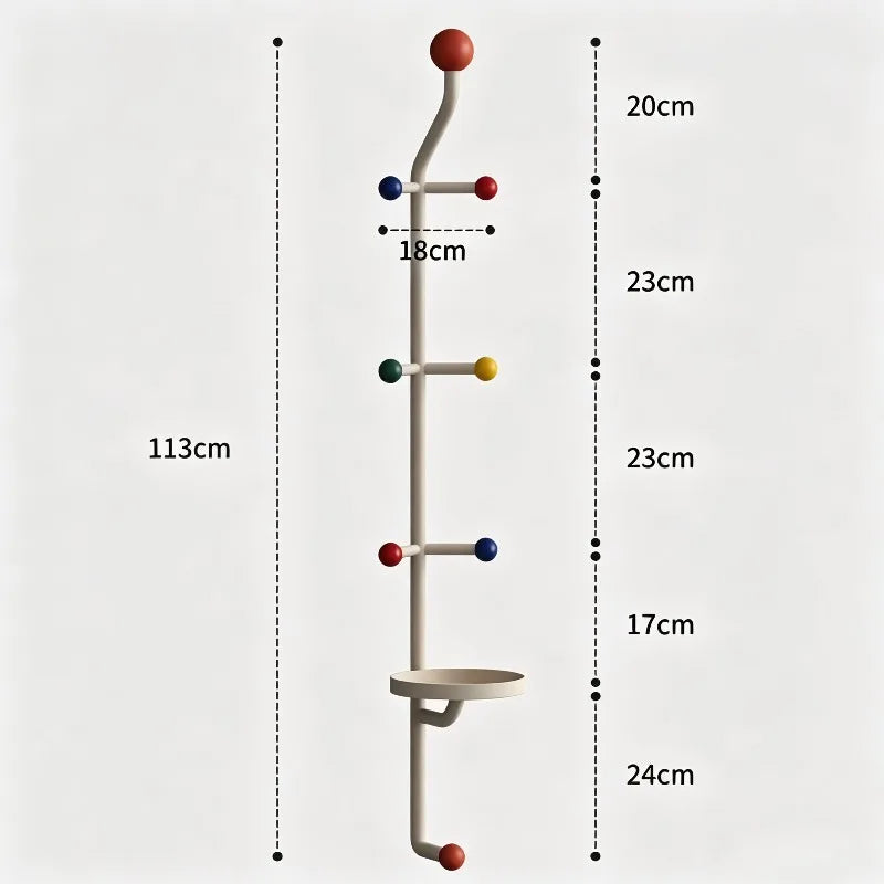 porte manteaux mural moderne crochets colorés tablettes rangement contemporain blanc rouge bleu vert