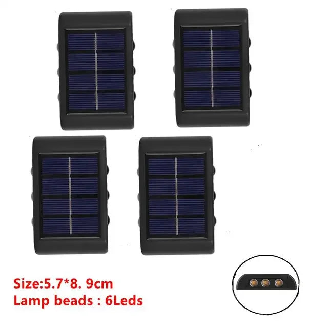 applique murale solaire moderne led noir cellules solaires bleues éclairage extérieur imperméable up down