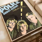 affiche vintage rock groupe police noir blanc bleu jaune salon chambre kawaii déco