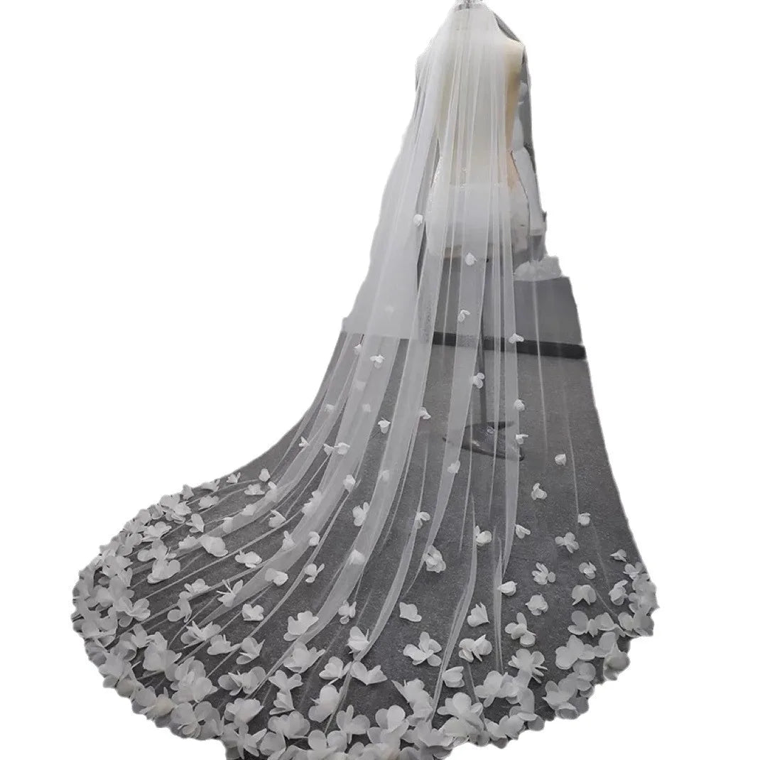 voile mariée blanc fleurs relief classique cathédrale bord appliqué off white translucide femme adultère