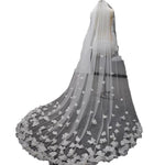 voile mariée blanc fleurs relief classique cathédrale bord appliqué off white translucide femme adultère