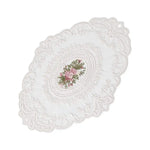 serviettes table brodées fleurs dentelées beige rose vert traditionnelles 12cm respectueuses environnement