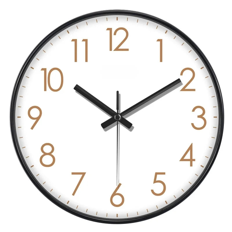 horloge murale quartz aiguille noir blanc simple facile lecture minimaliste sans tic tac moderne