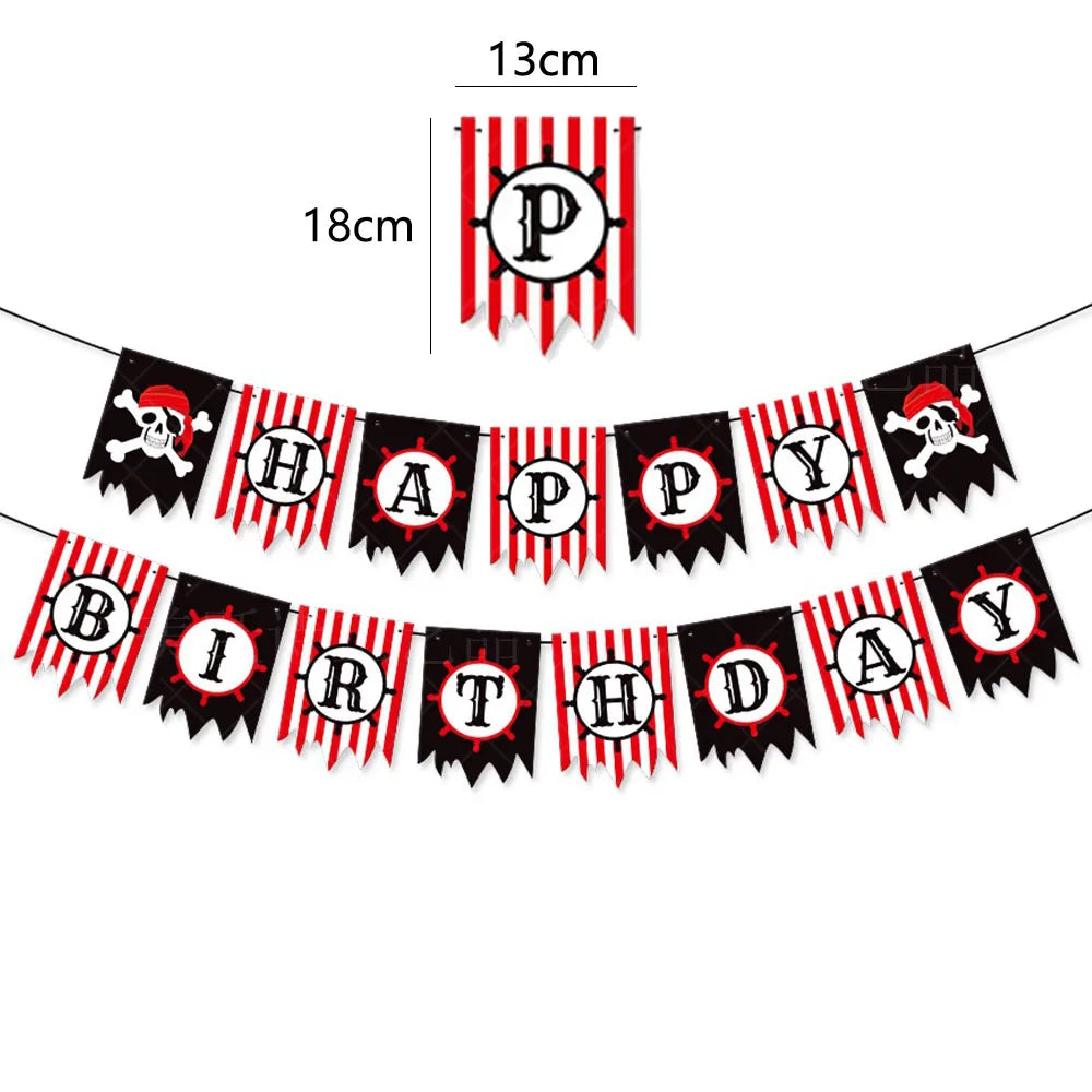 guirlande decoration anniversaire theme pirate crane sabre ancre roue bateau carte tresor papier