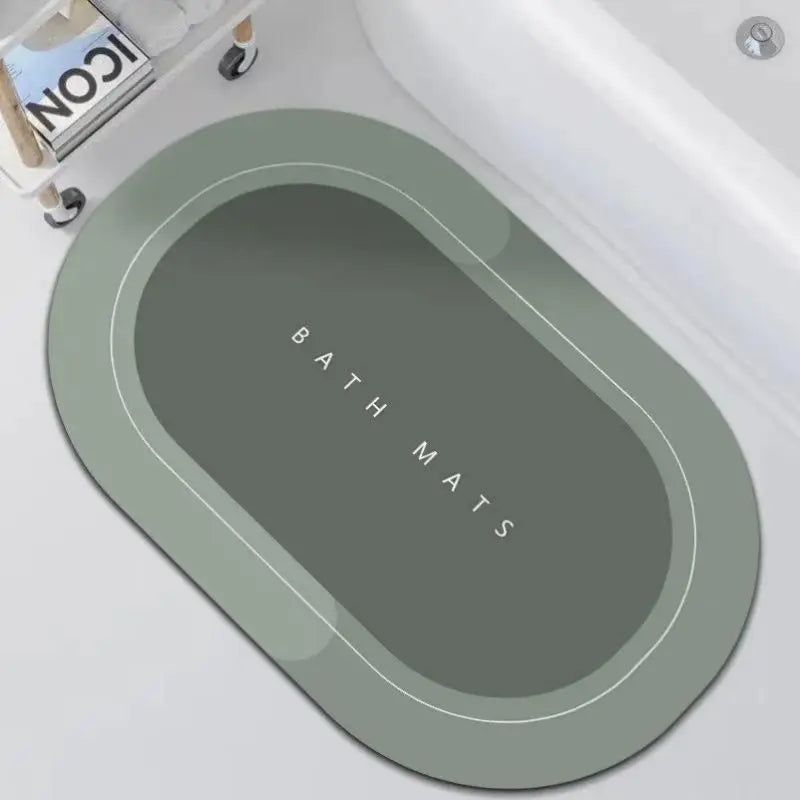 tapis bain gris vert moderne minimaliste lavable main machine usage maison salle bain