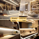 ruban led blanc lisse moderne adhésif contrôleur câbles 2700k 4000k 6500k 24v dimmable