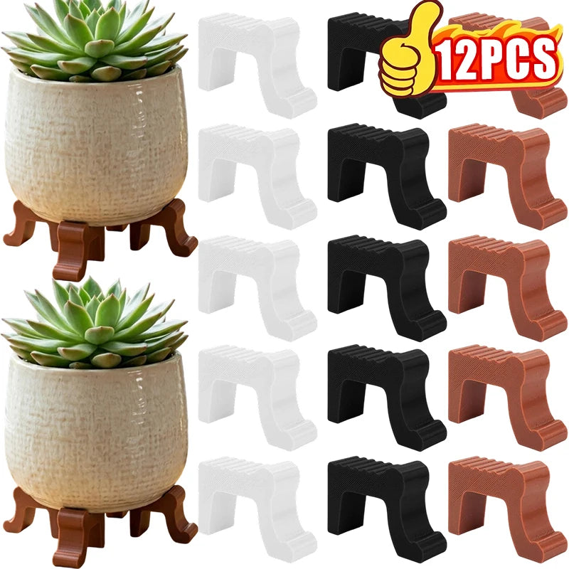 supports pots fleurs marron noir blanc clips drainage moderne minimalisteiaux