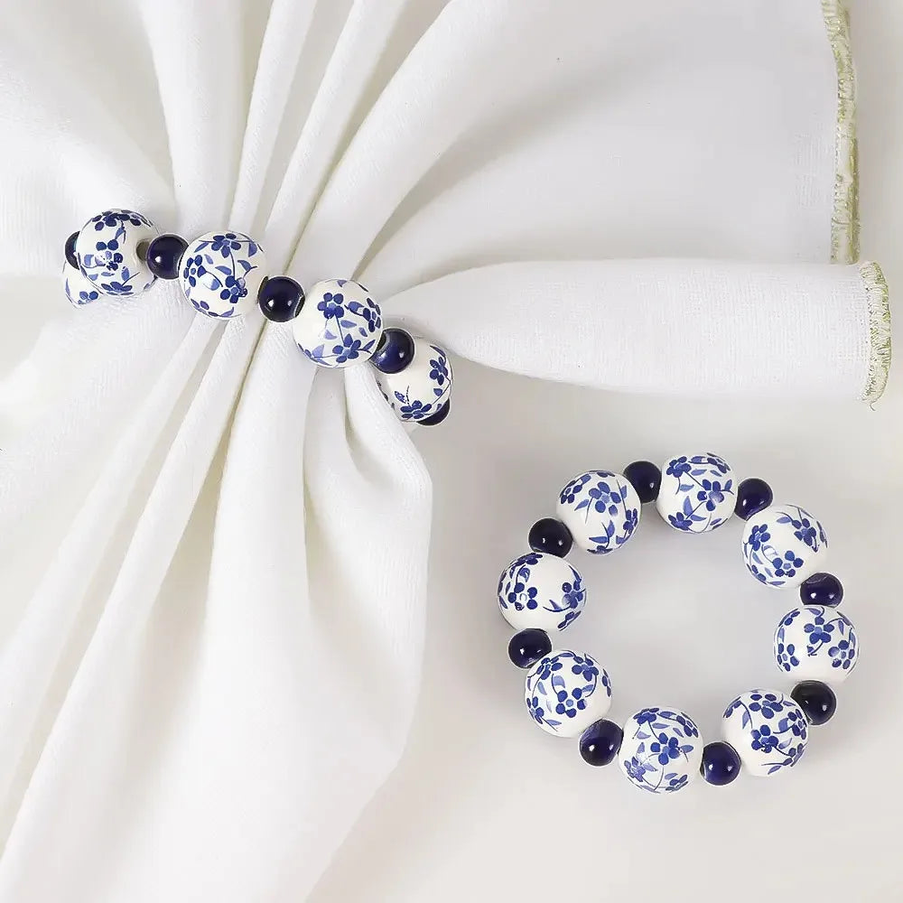 bracelet boho chic bleues fleurs blanc respectueux environnement