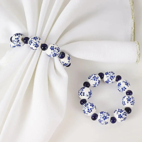 bracelet boho chic bleues fleurs blanc respectueux environnement