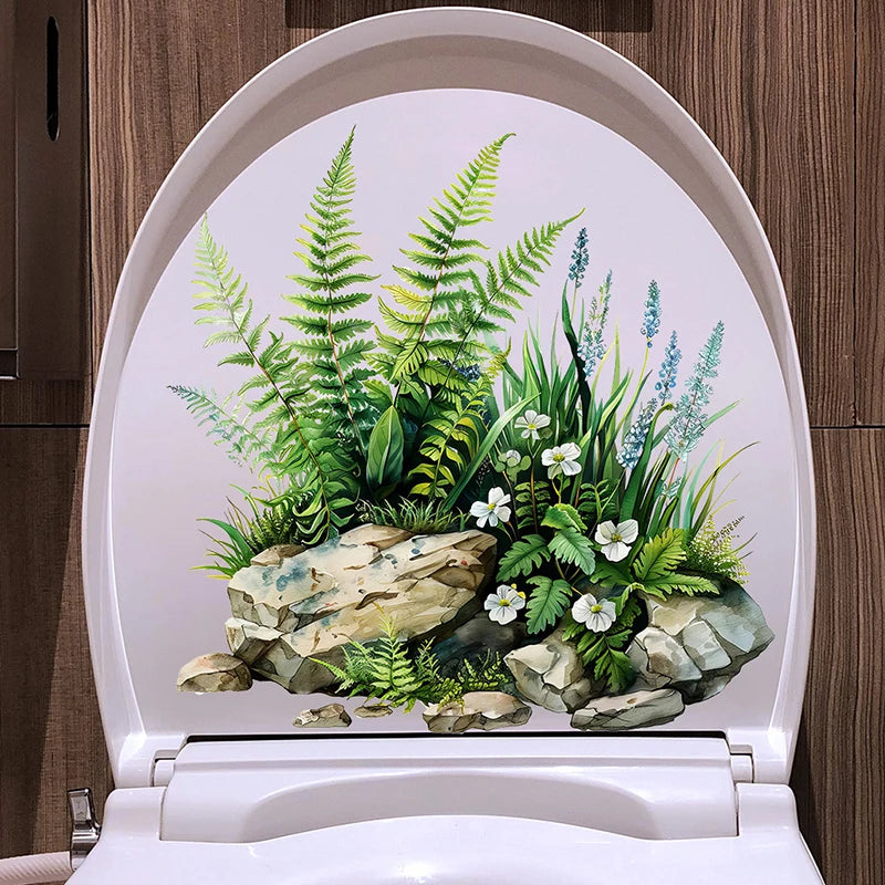 autocollants décoration maison motifs animaux félins yeux sourires fleurs lotus fougères rochers