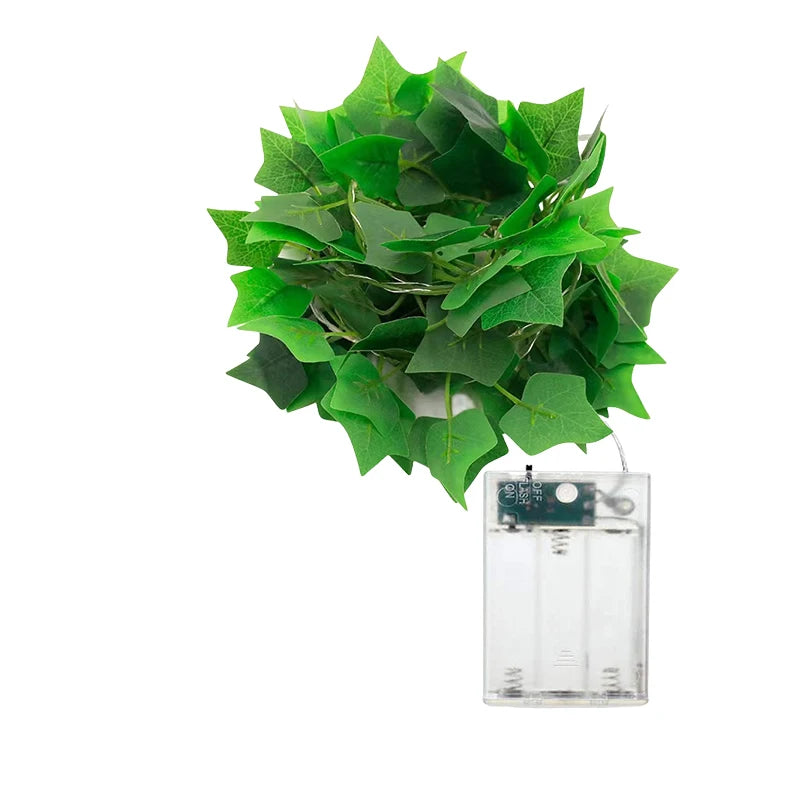 guirlande lumineuse solaire feuilles vertes lumières blanches extérieure moderne modes décoration jardin camping mariage