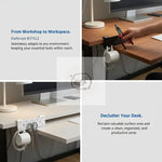 support mural blanc noir clips magnétiques grille perforations outils organisation pratique fonctionnel