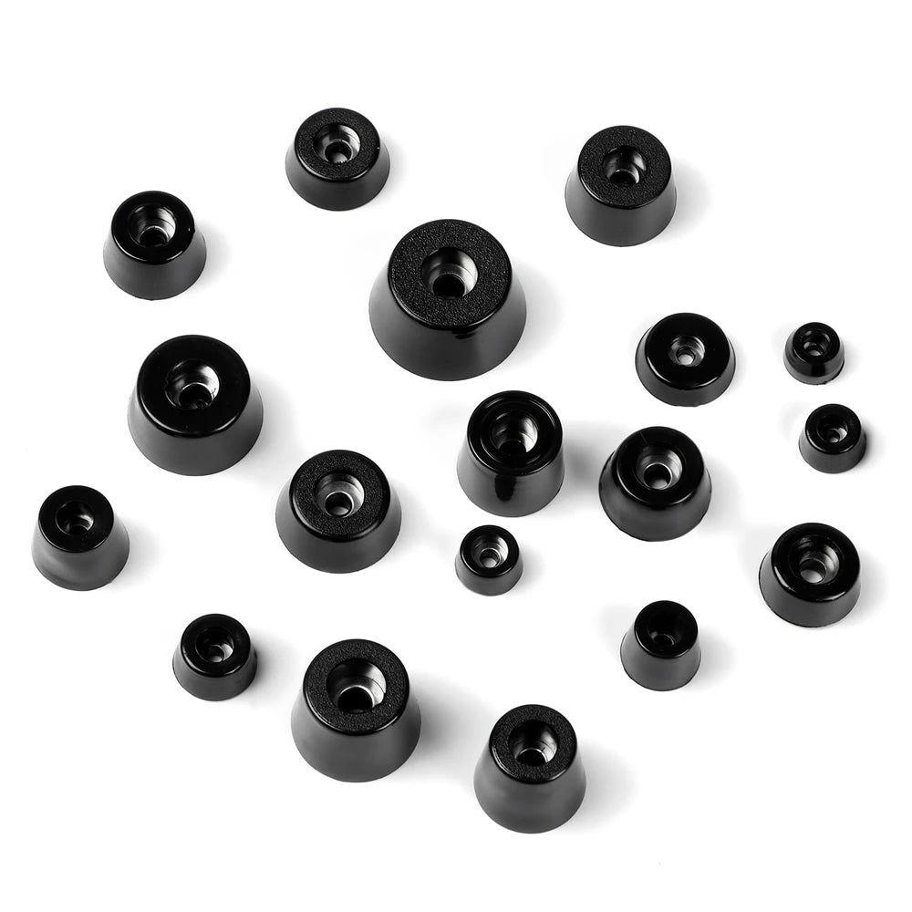 pieds meubles noirs ronds lisses modernes 10 pièces différentes tailles