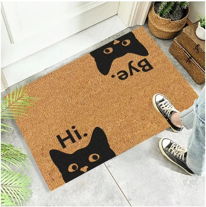 tapis d'entrée moderne chat noir bienvenue antidérapant salon bain extérieur 30x50cm 40x60cm