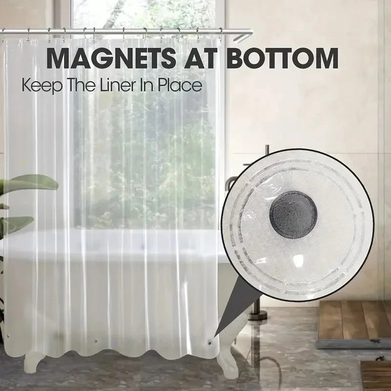 rideau douche transparent moderne aimants respectueux l'environnement rayures verticales