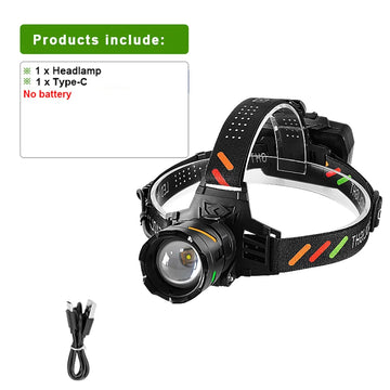 lampe frontale led rechargeable haute puissance 360 degres bandes lumineuses multifonction camouflage camping pêche