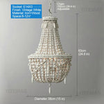 lustre vintage bois blanc suspension chambre salon bohème éclairage intérieur