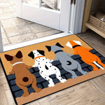 tapis d'entrée moderne chiens assis marron noir blanc bienvenue salon humouristique adhésif résistant