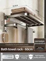 porte serviettes mural aluminium gris lisse moderne serviettes coton brosse dents fixations vis 21.5cm