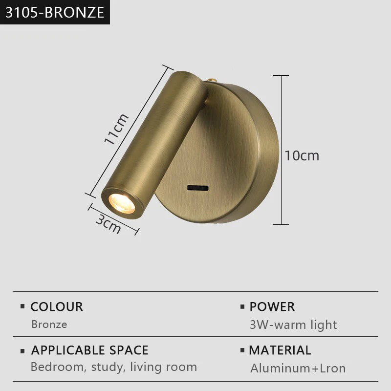 appliques murales led modernes réglables chambre salon entrée luminaire minimaliste rotation inclinaison bras orientable